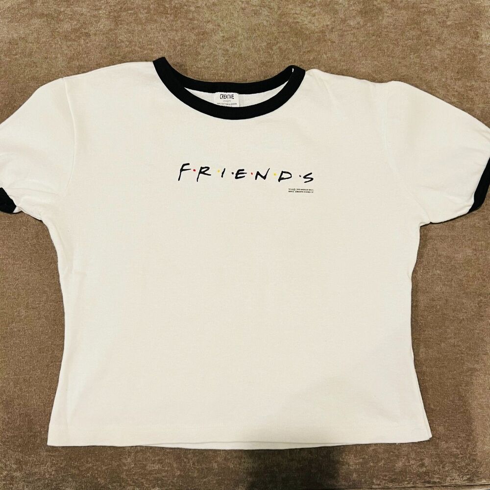 Vintage Friends TV Show 1995 Ringer Tee Warner Bros Fitted Baby Tee Crop Y2K 90s